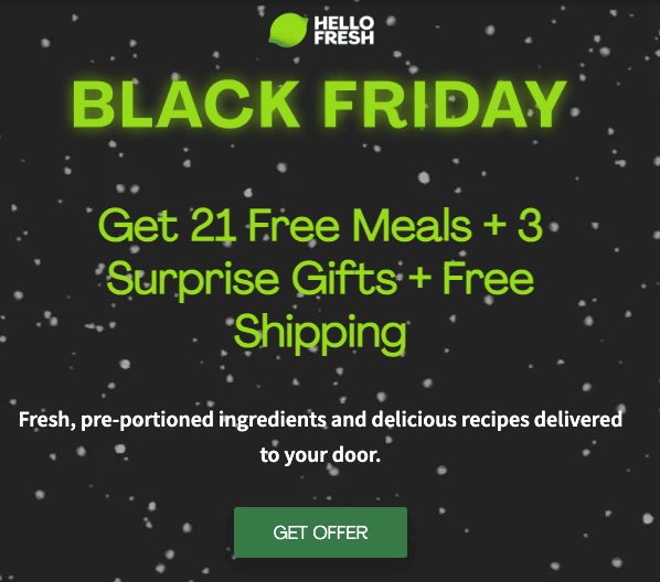 Hello fresh black friday deal get 21 free meals + 3 surprise gifts + free shipping | Root Nutrition & Education
