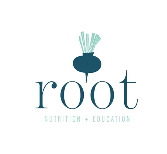 Logo blue beet with words "root nutrition & Education" | Root Nutrition & Education